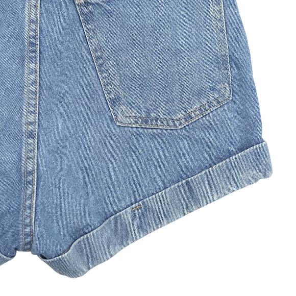 American Apparel Denim Shorts Womens 27 High Rise Cuffed Jorts USA Made Blued - Picture 13 of 13